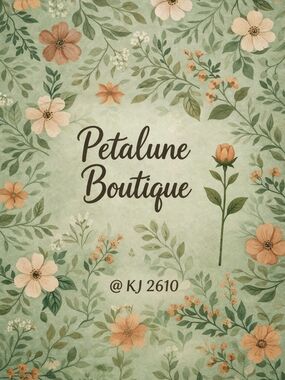 Petalune Boutique Floral Logo Print in Sage Green and Peach